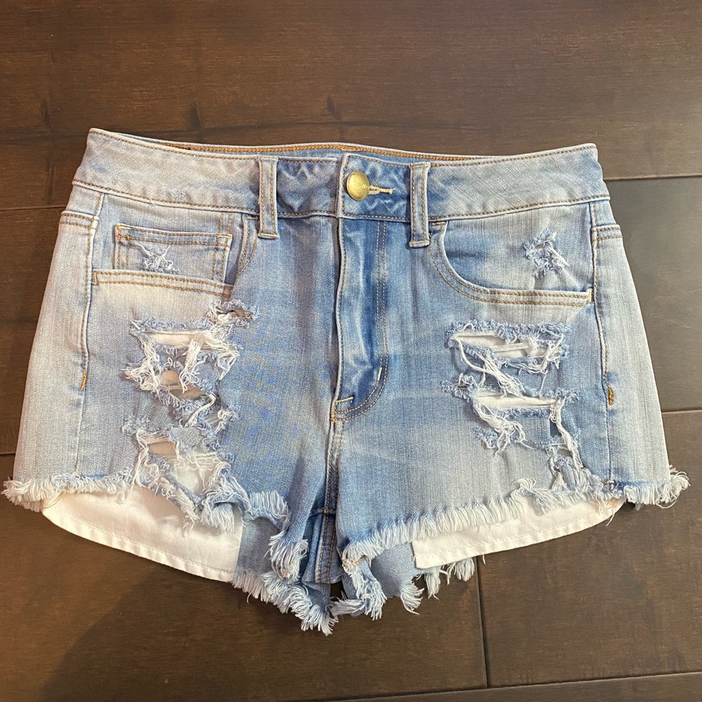 High rise denim shorts